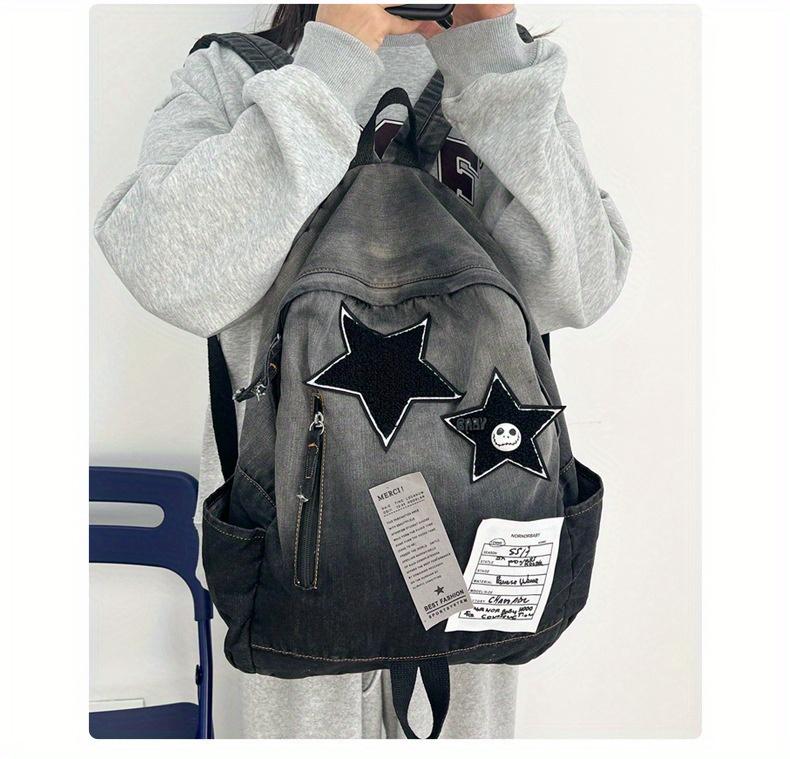 Product Introduction of Vintage Style Tie-Dye Denim Backpack, Large Capacity with Adjustable Straps - Fashion Backpack for School and Commuting 21