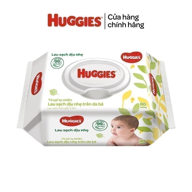  Combo 4 gói Khăn ướt Huggies không mùi  80 miếng gói  - Công nghệ coform Triple Clean 68% bột giấy tự nhiên 