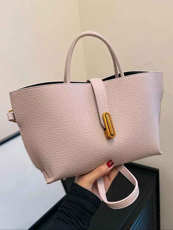 Women's Elegant Solid Color Handbag, Fashionable Crossbody Bag for Daily Used, Casual Trendy Versatile High-quality Daily Commuting Bag Textured Handbag 2