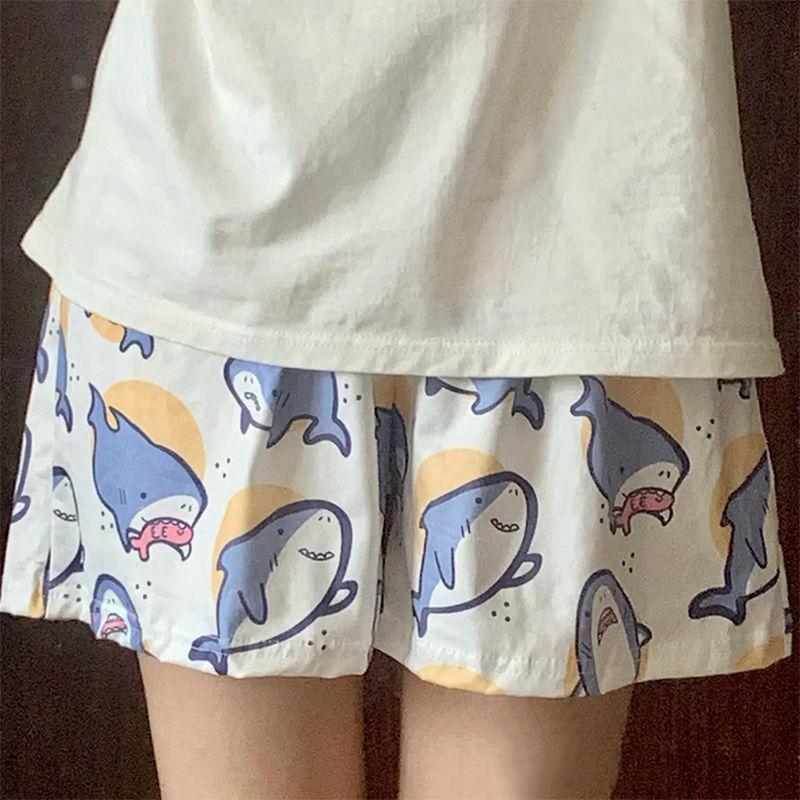 Mùa hè!Quần Đùi Mèo Kitty, Thiết Kế Hoạt Hình Dễ Thương, Thoáng Khí, Đồ Mặc Ở Nhà, Quần Đùi Ngủ, Dáng Rộng Vừa Vặn, Dành Cho Nữ, Đồ Ngủ Mùa Hè, Quần Thường Ngày 2