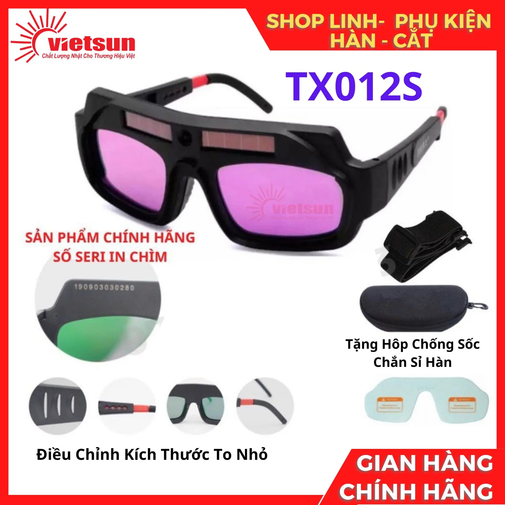 Kính hàn Tx012s, kính hàn Điện tử chính hãng Vietsun