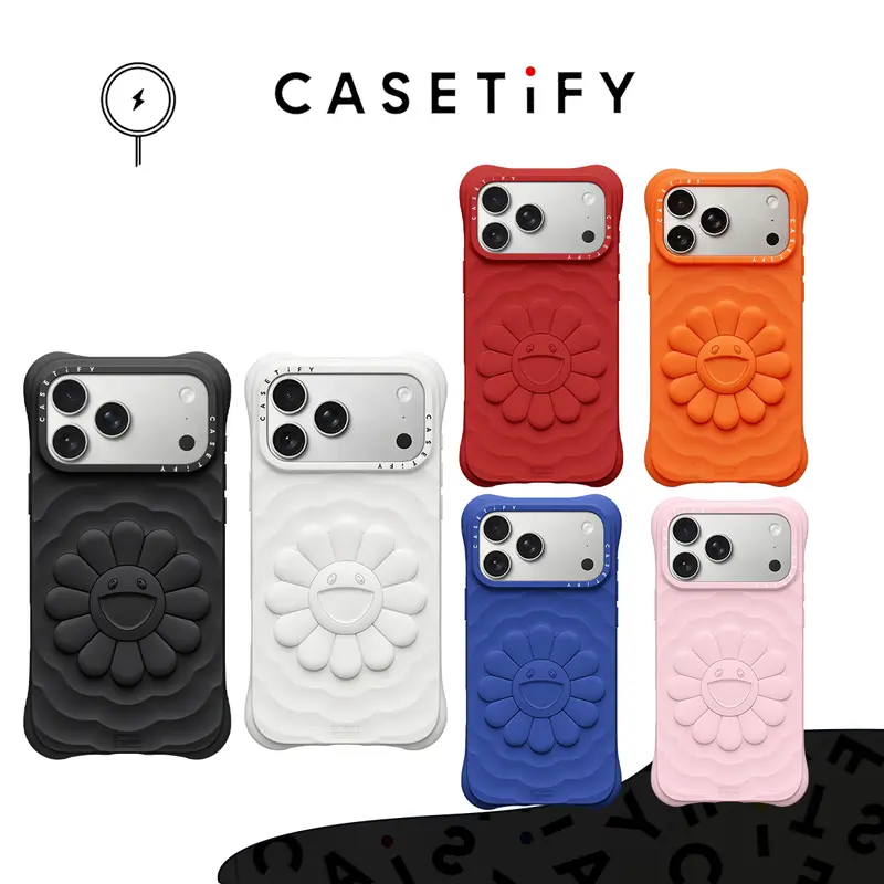 CASETiFY フラワーシリーズ iPhone17pro maxケース CASETiFY Black Garden White Cross Flower with MagSafe for iPhone