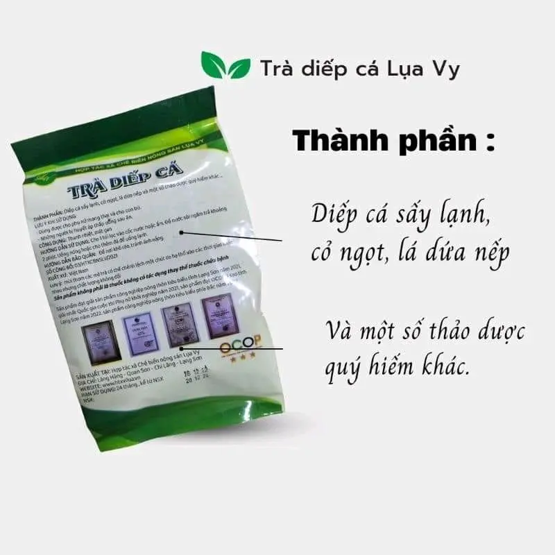 (gửi thêm 5 túi trà ) Trà diếp cá Lụa Vy gói to 40 túi lọc - Đặc sản Lạng Sơn, Nước Trà, Tea 1