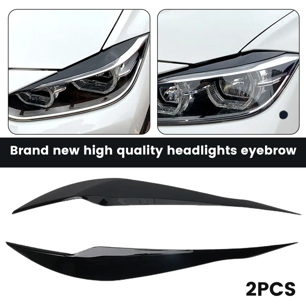 100% Brand New Headlight Eyebrow Trim 1 Pair (Left Right) 40*5*5cm ABS Plastic Black Exterior Trim Headlight Eyebrow None