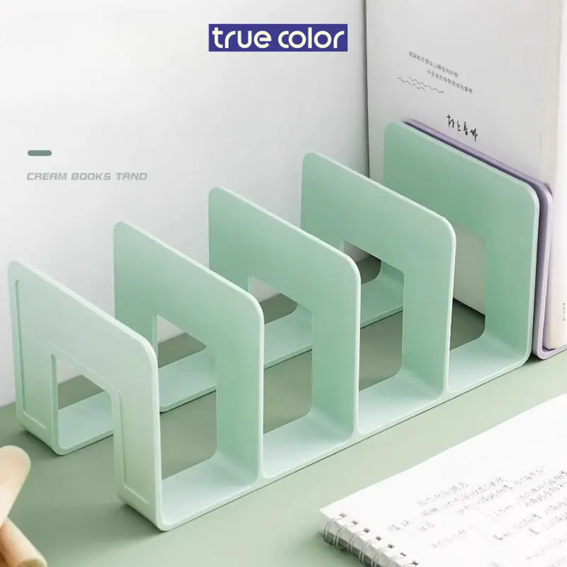 Giá sách để bàn 4 ngăn, kệ đựng sách màu pastel, khay kệ đựng tài liệu văn phòng nhựa cứng, bền đẹp 4