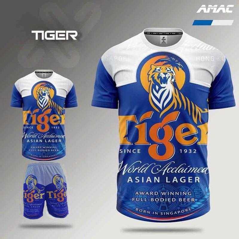 Bộ Đồ Bia Tiger Phối - Nguyên Set Thể Thao Mặc Nhà Đi Chơi Mặc Nhóm Họa Tiết Xanh Hai Màu Chất Thun Lạnh Từ 10-95kg