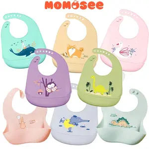 Momosee Celemek Makan Bayi Slabber Bayi Silikon Premium Waterproof Silicone Baby Bib BPA FREE CJ04
