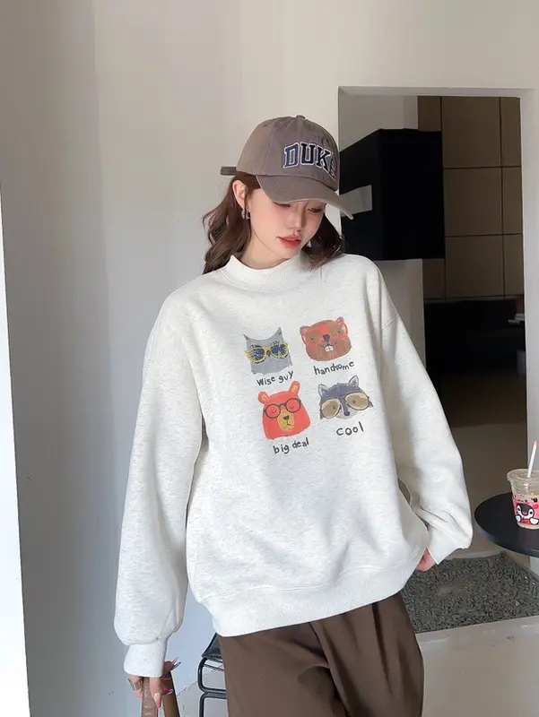 Áo sweater cổ tròn SKINI nam nữ form rộng phong cách Hàn Quốc S25 - Top, Hoodie 5