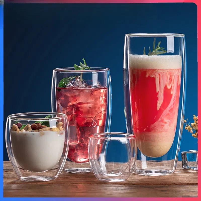 Product Introduction of COD Double-layer Glass 250/350/450ML Mug Coffee Cup Tea Cup Hot Water Resistant Cup 0