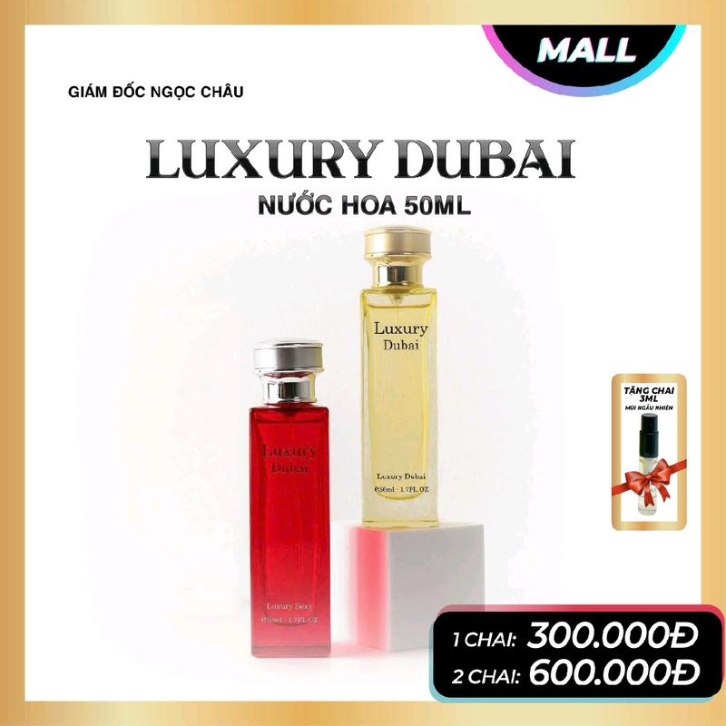 Nước Hoa LUXURY DUBAI Đỏ và Vàng Thơm Sang Dung Tích 50ML xịt thơm KÈM 1 CHAI NƯỚC HOA 3ML NGẪU NHIÊN Perfume Cosmetic Nữ