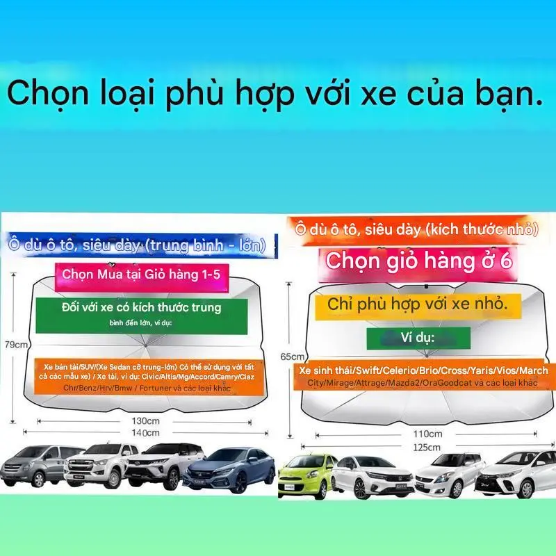 Tấm che nắng ô tô (Mẫu siêu dày, chống tia UV) Có thể sử dụng với tất cả các mẫu. Dày hơn so với thị trường, chống tia UV và chịu nhiệt thực sự, 100% như hình ảnh hiển thị. 3
