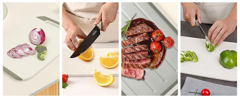 Product Introduction of 304 Stainless Steel Cutting Board for Kitchen, Double Sided Meat Cutting Board with Diversion Groove, Grater, Food-Grade Wheat Straw PP Material, Anti-slip, Easy to Clean 16