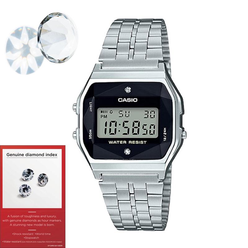 Đồng Hồ Unisex Dây Thép Casio A159WAD-1DF Diamonds | Kim Cương Tự Nhiên | Casio Unisex A159WAD-1