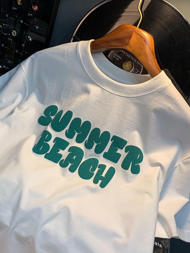Product Introduction of Korean Style Men's Short Sleeve T-Shirt Summer Trendy Brand New Printed Sweat-Absorbing Breathable Round Neck Half Sleeve Top nam 16