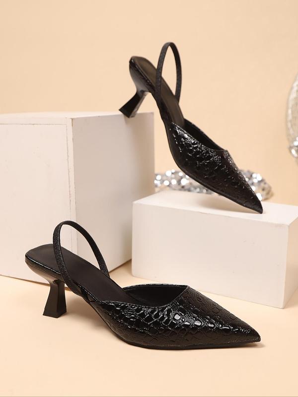 Women's Elegant Glittering Square Toe Slide Sandals, Fashionable Pointed Toe High Heel Sandals for Summer, Lightweight Breathable Comfortable Shoes for Daily Wear, Girl 8