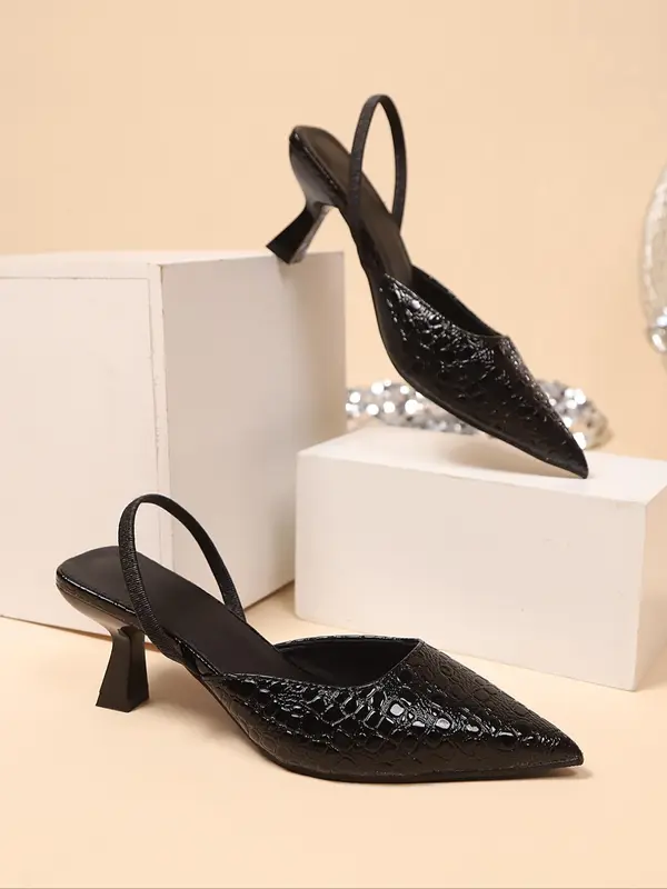 Women's Elegant Glittering Square Toe Slide Sandals, Fashionable Pointed Toe High Heel Sandals for Summer, Lightweight Breathable Comfortable Shoes for Daily Wear, Girl 8