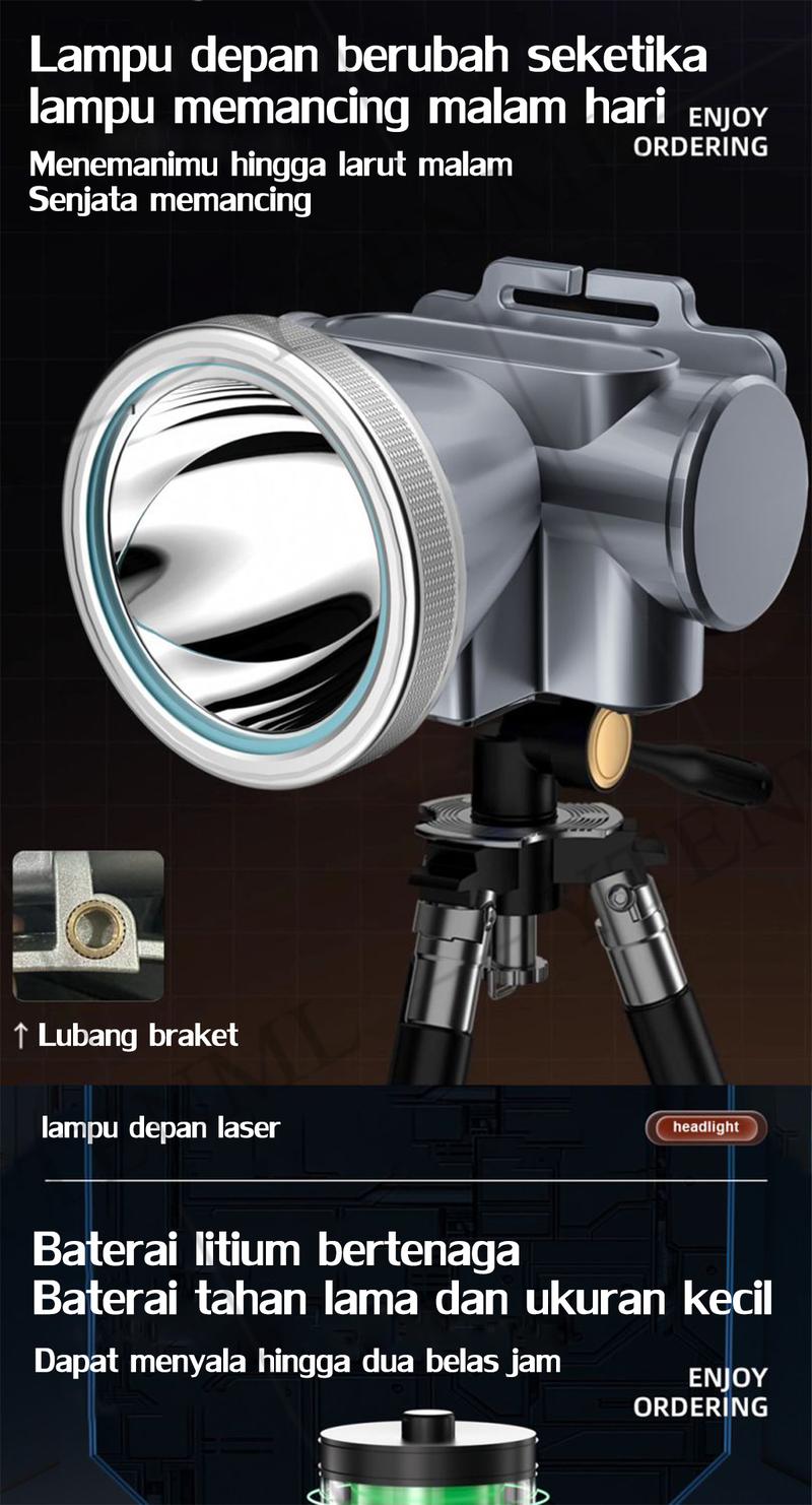 Product Introduction of 500W Senter Kepala 30 hari tanpa pengisian daya Senter Kepala Super Terang Senter kepala led super terang Super Terang Outdoor Anti Air lampu emergency tahan 24 jam Baterai 14