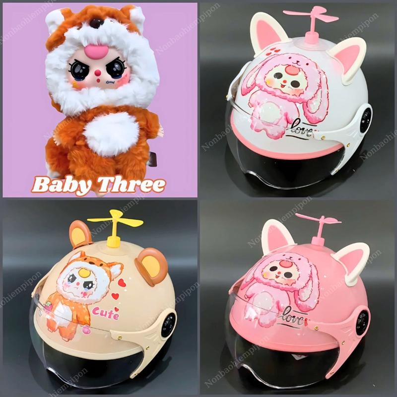 Mũ bảo hiểm cho bé hình Baby Three gắn kính kèm phụ kiện, nón bảo hiểm chính hãng Long Thanh - đạt chuẩn ATGT