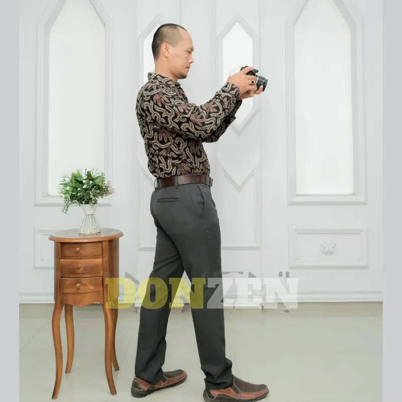 Celana Formal Pria Slim Fit Premium Quality DONZEN Model Elegan - Hitam Abu Tua Abu Muda Kantong Nyaman 5