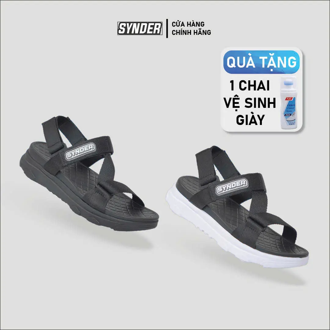 Dép Sandal Nam Nữ SYNDER SD1 - Dép đẹp, nhẹ, thoáng mát [Đen Full / Đen Trắng, Size 36-44, Tặng chai vệ sinh]