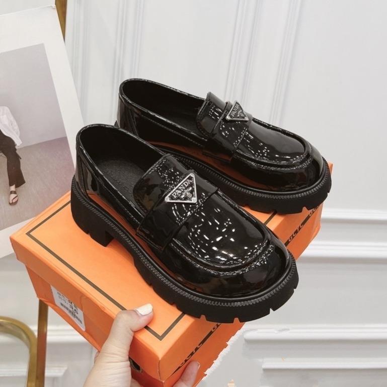 Giày moca nữ da bóng đế độn loafer nữ đế cao 4cm da mềm hottrend P-004