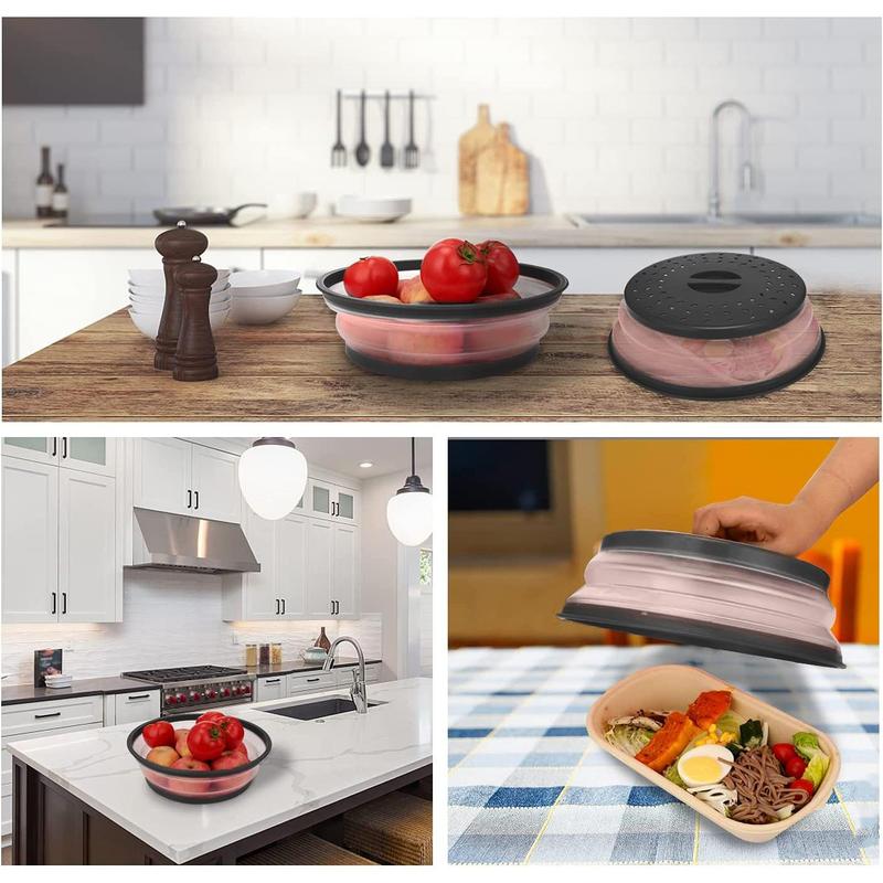 Foldable Microwave Splatter Cover, 2 Counts Round Microwave Splatter Guard with Steam Vent & Filter, Cookware Accessories for Home Kitchen, Kitchen Gadgets 5