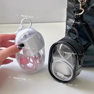 Kotak Penyimpanan Kabel Data Charger Pouch Keychain Mini Bag Untuk Simpan Kabel Data Charger Headset Kosmetik Miniboneka dan Lain Lain - Awet Lucu Manis labubu