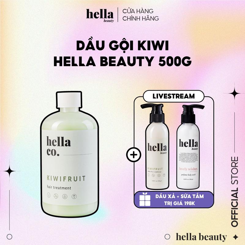 (LIVESTREAM TẶNG 2 QUÀ) Dầu gội thảo mộc tinh dầu tự nhiên Kiwi Hella Beauty 500g
