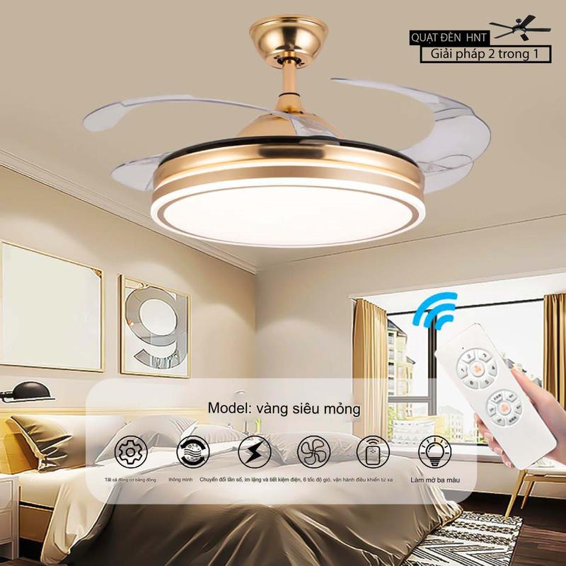 Quạt Trần Đèn LED 3 màu đèn và 6 nấc gió Phòng ngủ, phòng khách,có thêm Loa Bluetooth nghe nhạc cánh cụp fan lamp , âm thanh cho chất lượng tốt ( bảo hành 2 năm ) Hàng loại 1 QuạT denquat