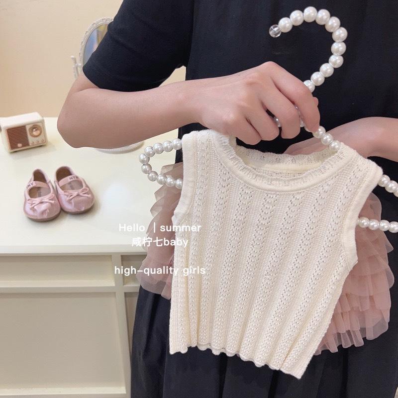 [Nini Kids] -Đồ bộ bé gái set đồ Áo ren 2 lớp kèm chân váy hồng có quần lót bảo hộ chất liệu vải loại 1 T20 Cho Bé  Sandal Gile Dép Sandal