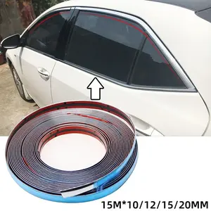 15 METER 10mm/12mm/15mm/20mm List lis chrome jendela mobil moulding strip silver jendela bumper lis pintu mobil