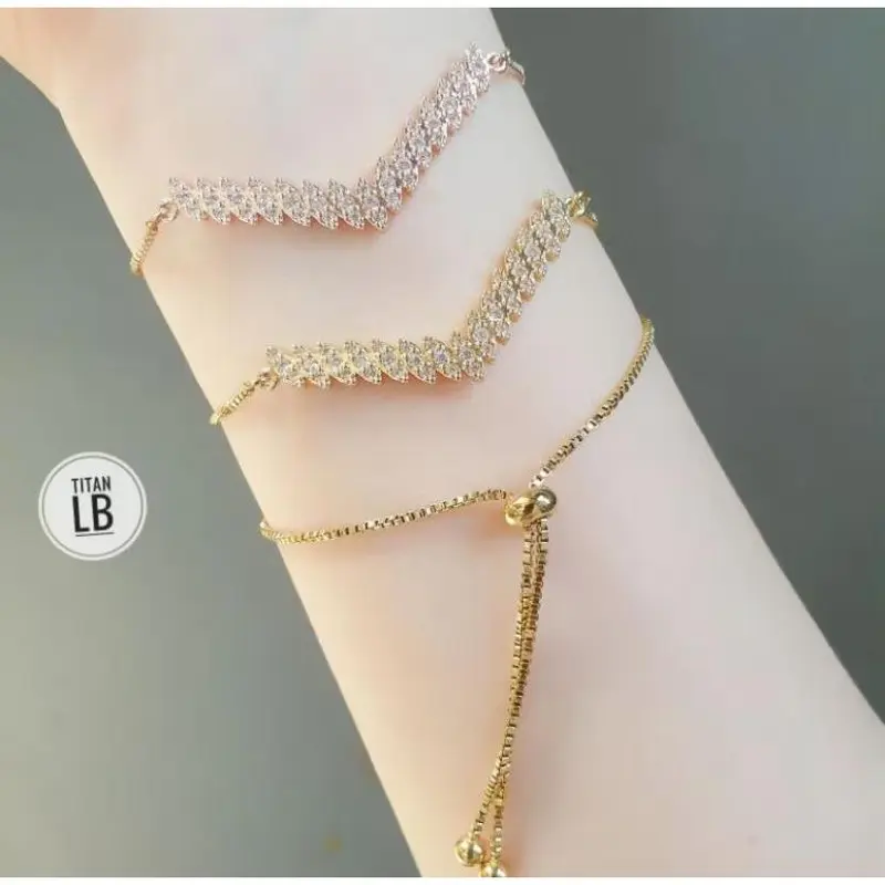 Gelang Serut Fuji Daun Permata Titanium Cantik N23082202 TOZA ACC 1