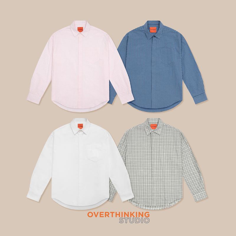 Product Introduction of Áo sơ mi tay dài Overthinking Studio Urban Oversize Caro Hồng - Trắng - Caro Linen - Caro Sần- M/L - Nam, Menswear Shirt 10