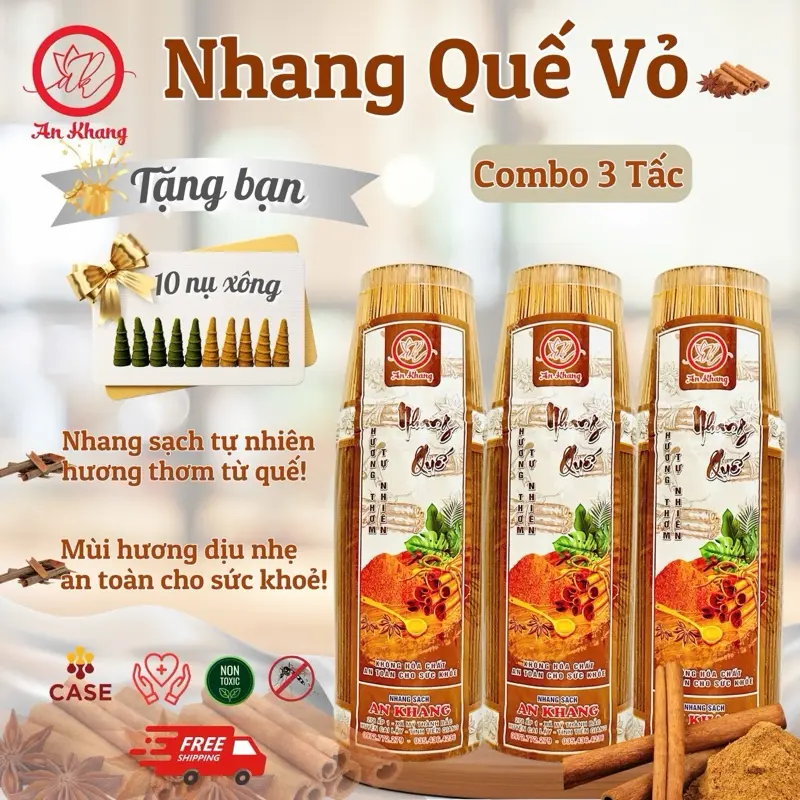 [ QUẾ VỎ ] ComBo 3kg Nhang Quế Vỏ 3 Tấc Hơn 2000 Cây Thơm Dịu Nhẹ ( Thơm dịu nhẹ ) nhang  que
