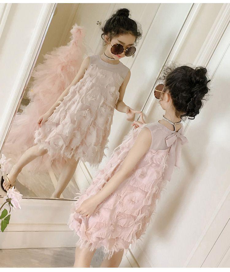 Product Introduction of Girls' Dress Summer Children's Feathered Dress Baby Dress Western Style Medium and Big Children Girls' Summer Chiffon Princess Dress 14