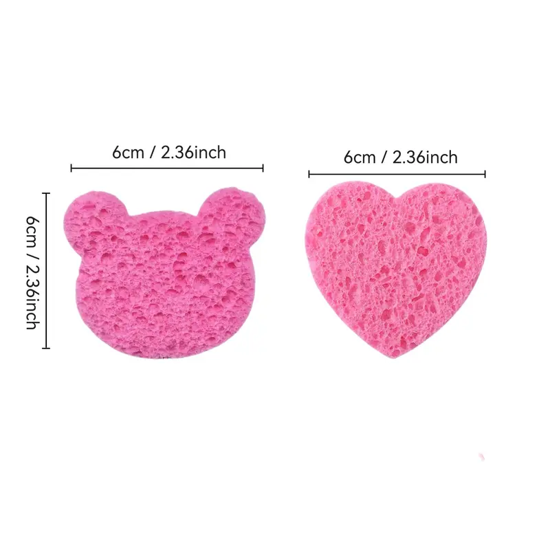 Heart/Bear Shaped Compressed Facial Sponges, 20pcs/set Natural Compressed Facial Sponge, Facial Skin Care Tool for Makeup Removal, Massage, Mask, Spa 1