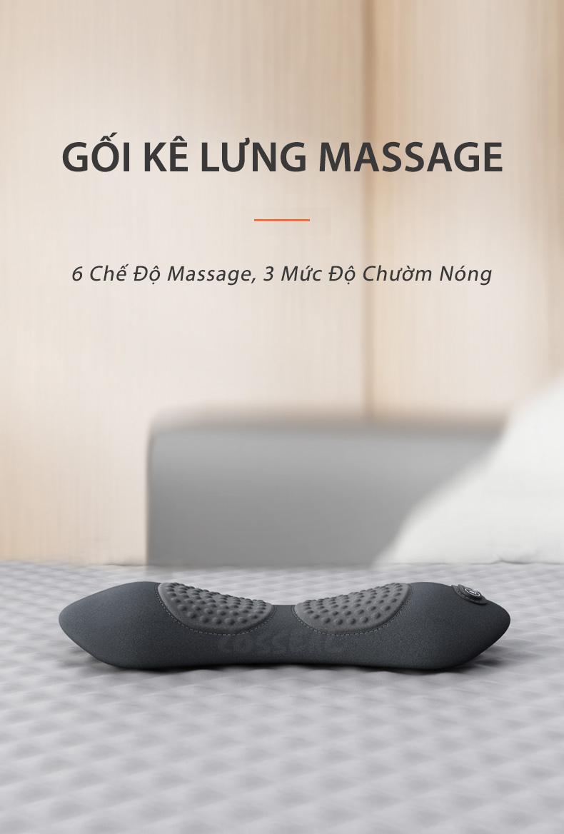 Product Introduction of Cosseal Gối Kê Lưng Massage Túi Khí Kéo Dãn, Tích Hợp Chườm Nóng Công Thái Học, Giảm Đau Cột Sống 0