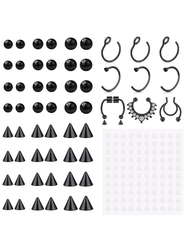 Fake Eyebrow Ring Fake Lip Labret Studs Replacement Balls Spike with  Sticker,  Non-piercing Body Jewelry, Fashion Accessories for Women & Men 2