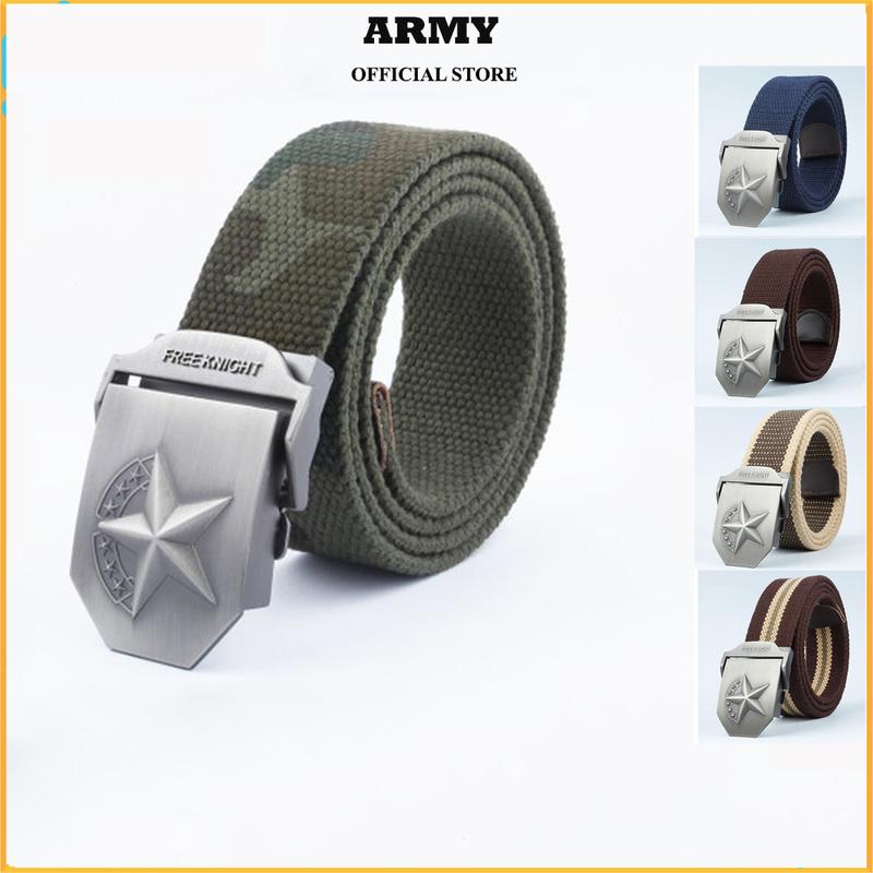 Thắt Lưng Nam Vải Dù U679 Mặt Khóa Hợp Kim Thép Không Ghỉ Sáng Bóng, Dây Dệt Sợi Bông Thiên Nhiên Cao Cấp -Hàng chính hãng