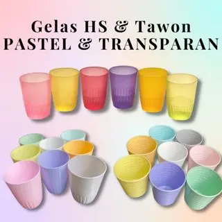Aneka Warna Gelas Plastik Lucu Murah 12pcs uk 200-250ml bisa untuk aneka minuman: Teh, sirup, kopi 0