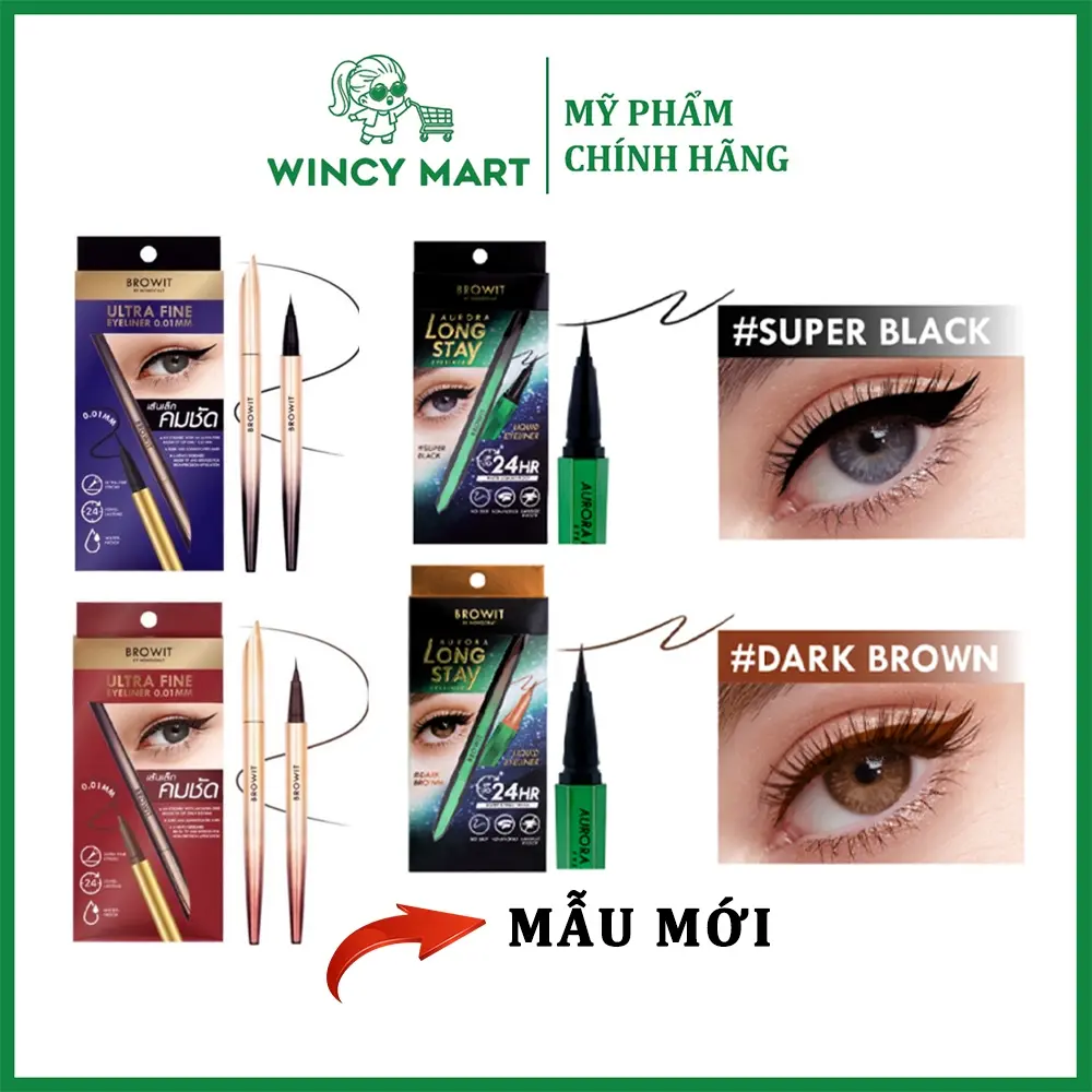 [Mẫu Mới] Bút Kẻ Mắt Browit Ultra Fine Eyeliner Siêu Mảnh, Aurora Longstay 0.5g Nongchat Thái Lan Mỹ Phẩm Cosmetic Women Nữ Trang Điểm
