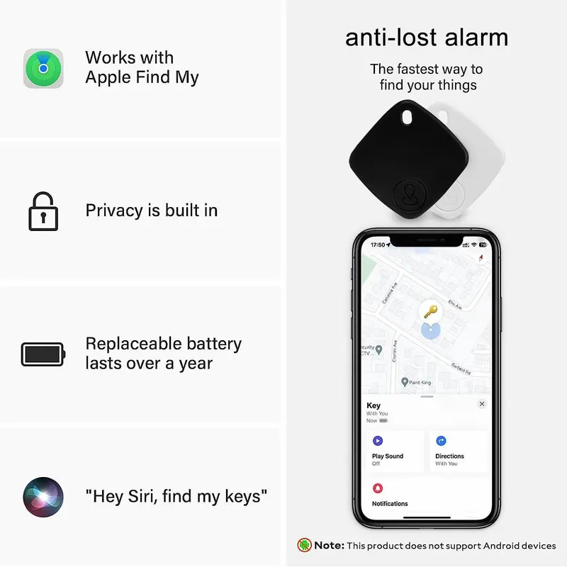 Smart Tracker, GPS Item Location Tracker, Anti-lost Locator, Track Luggage, Wallets, Pets, Compatible with Apple Find My 8