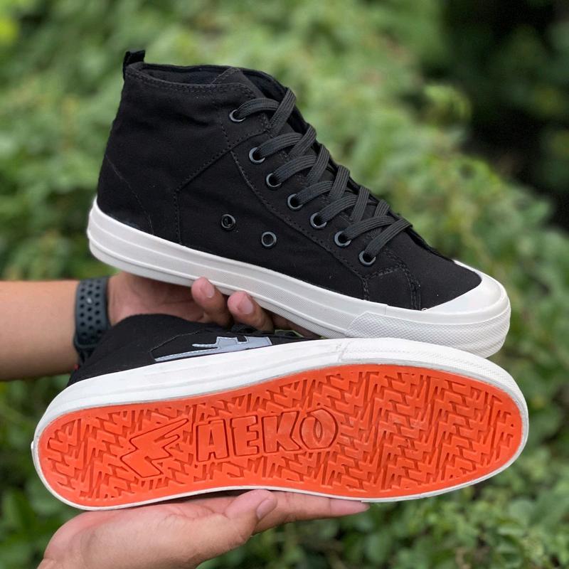 [BISA NYALA] Sepatu Sneakers Aeko High Black Reflective original produk lokal made in Indonesia Canvas Casual 2