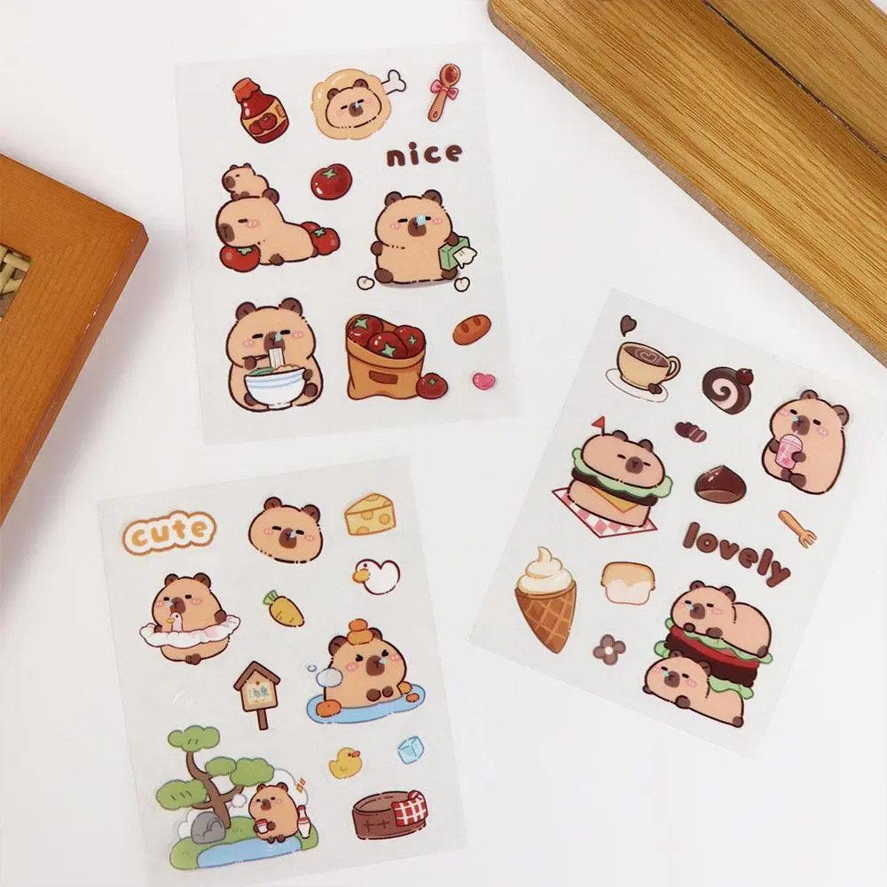 5pcs Toy Capybara Orange Capybara Stickers Fashion Kawaii Swimming Capibara Stickers DIY Creative Cartoon Kapibara Stickers Birthday Gift