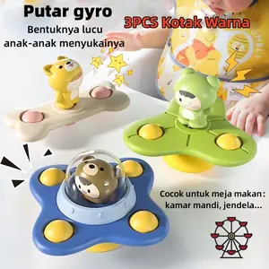 3PCS Putar gyro/Anak Suction Cup Spinning Mainan / Mainan Mandi Bayi Bath Spin Spinner / Mainan Fidget Spinner Anak Pop it