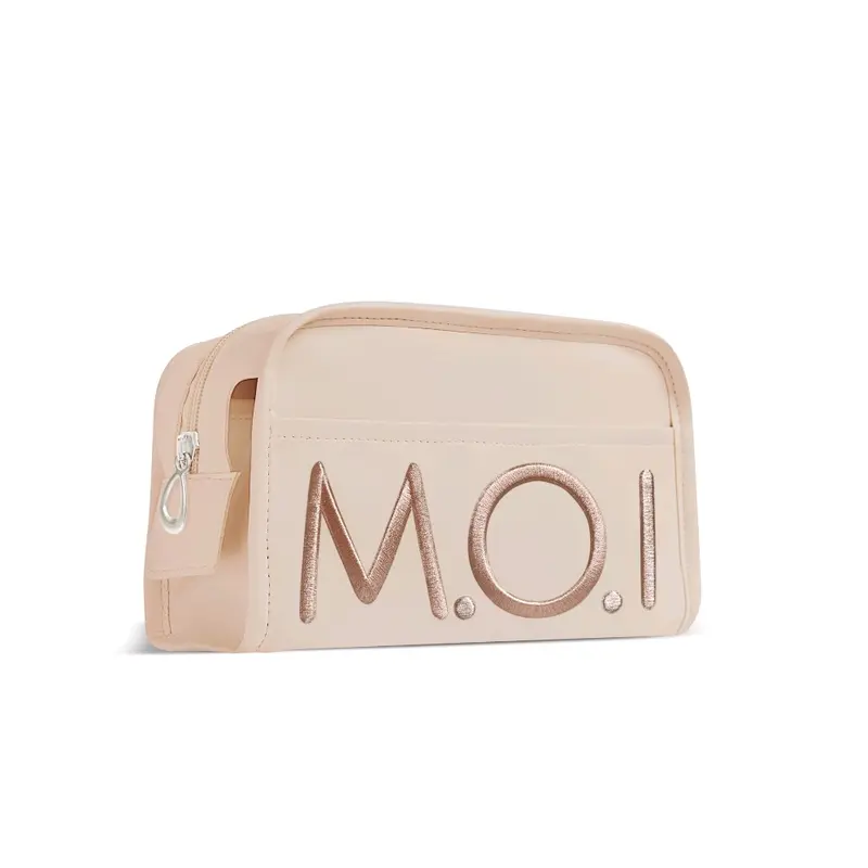 Túi cói sắc hạ đựng mỹ phẩm trang điểm MOI Iconic Da PU Bag Nam Nhung Kem 3