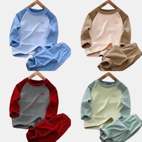 Đồ dài bé trai Bé Gái - Bộ quần áo dài tay cho bé trai bé gái mặc thu đông chất thun tăm mềm mịn sandal thời trang trẻ em set ADMY a ot quanao daitay Cotton Tee