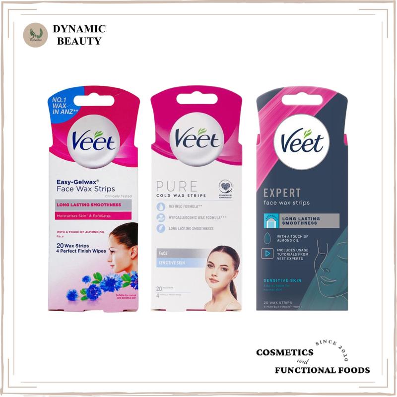 Wax Veet miếng dán tẩy lông mặt và ria mép veet pure cold wax strips face sensitive skin 20 miếng