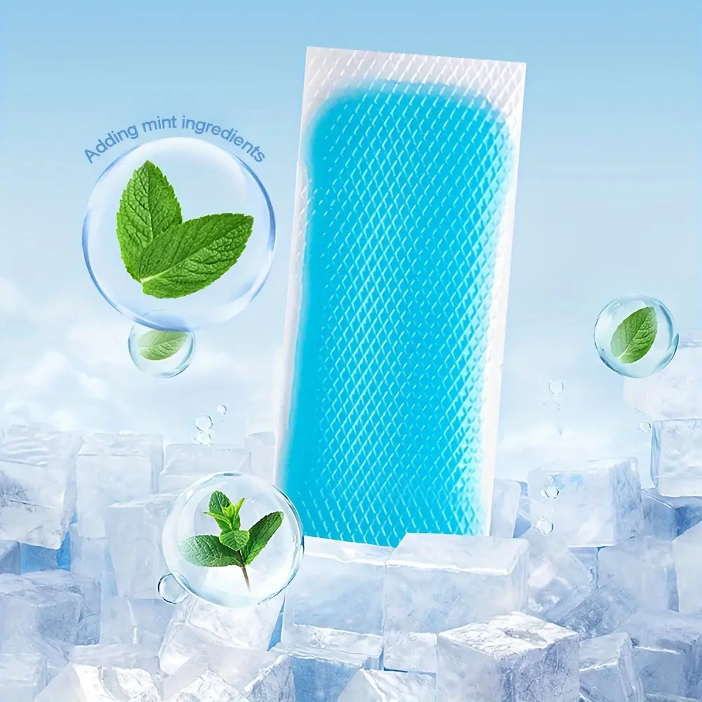 8-Hour Cooling Gel Patches for Physical Cooling - Suitable for All Ages, Made with Non-Woven Fabric