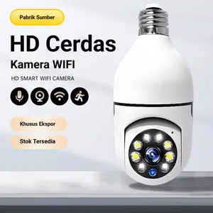 【QQ174】V380 V720 E27  Kamera CCTV Penglihatan Malam Penuh Warna Outdoor Tahan Air IP65 Deteksi/Alarm Pintar HD 270 Rotation Auto Tracking Voice Smart Wifi Kamera